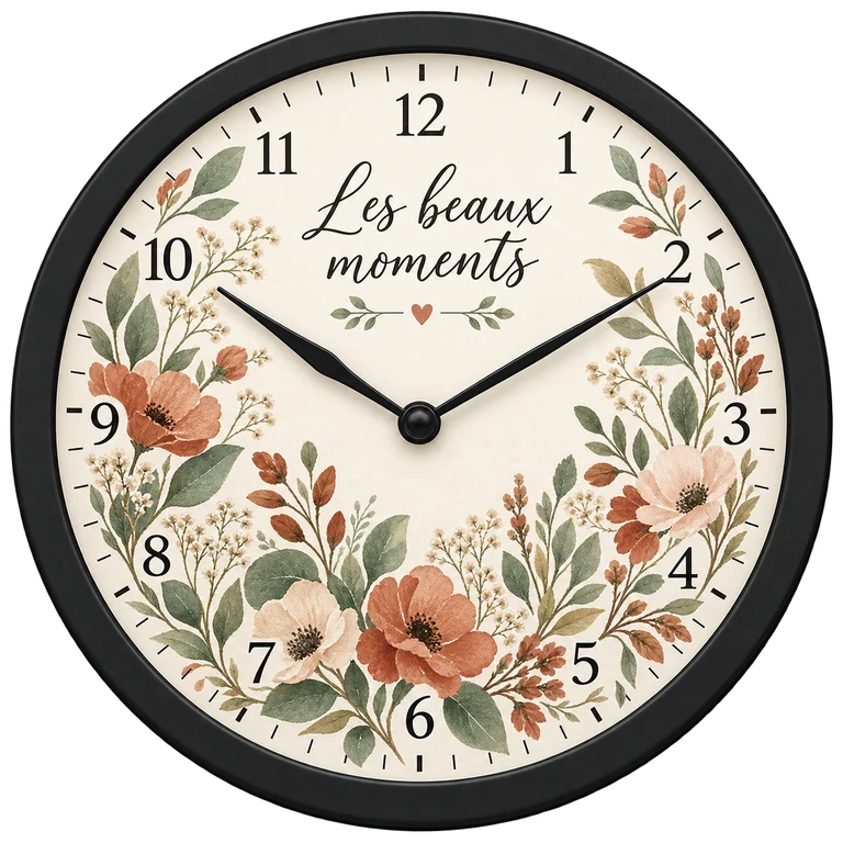 Exemple d’horloge personnalisée avec visuel et contour noir