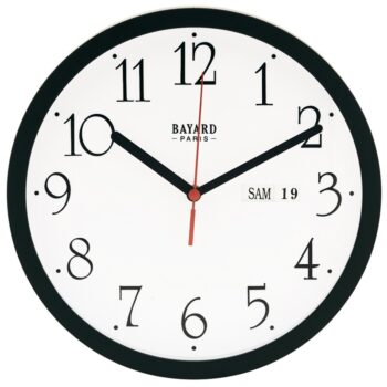 horloge murale avec date noire-0