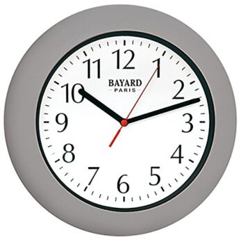 BAYARD Pendule murale étanche grise pour salle de bain  diamètre 17 cm