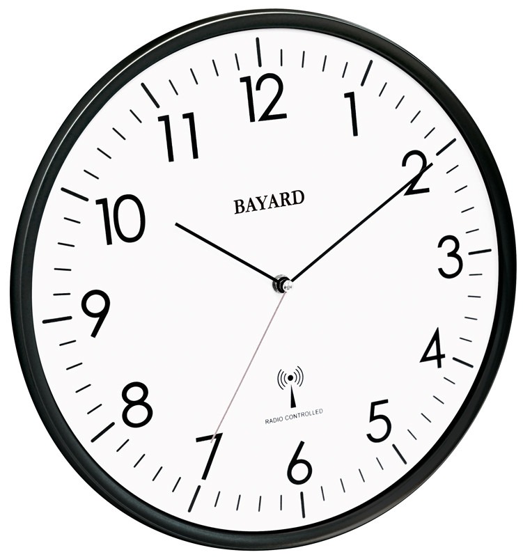 Horloge murale radio-pilotée et silencieuse noire - Bayard