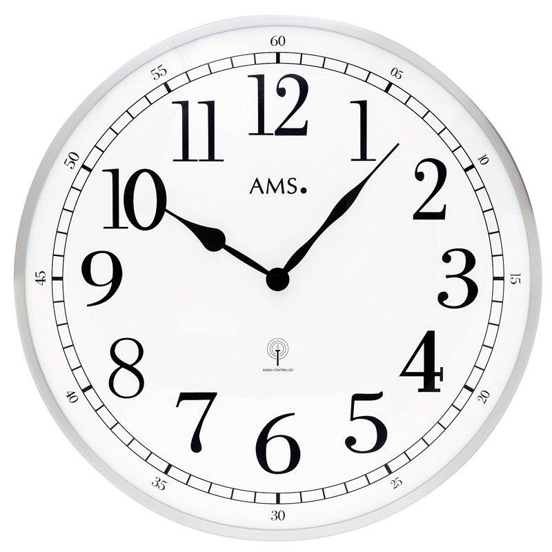 horloge murale radiopilotée blanche verre bombé - marque AMS