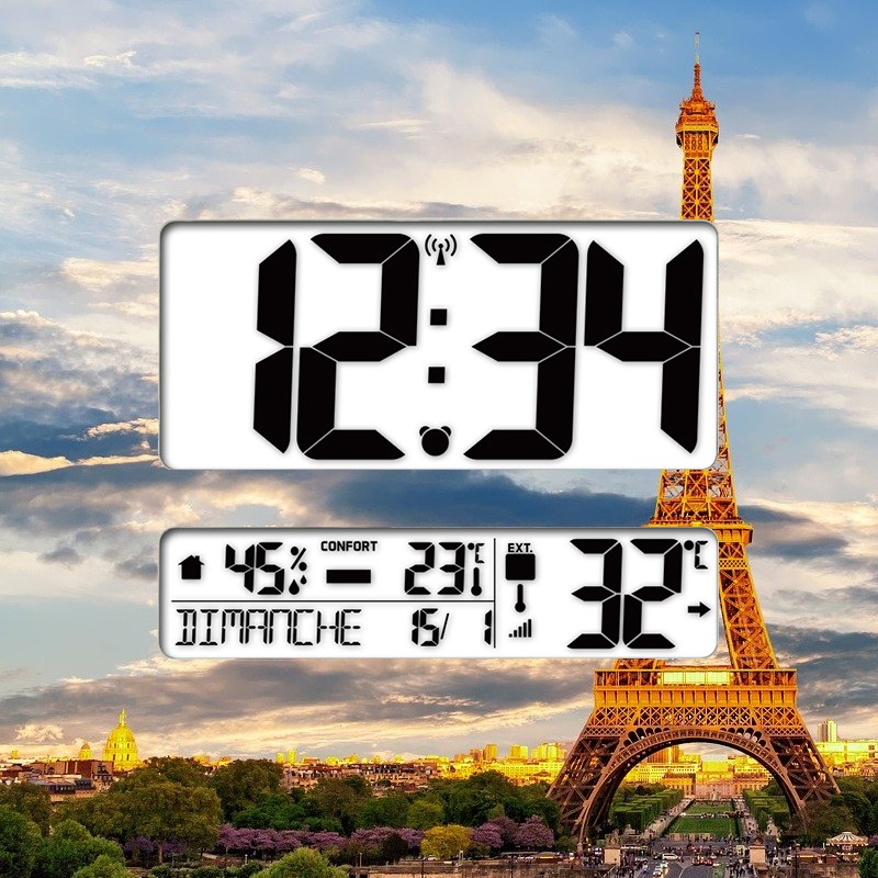 Horloge digitale personnalisable - heure - température, date, hygrométrie – Image 2