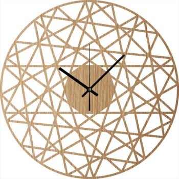 Horloge bois ronde filaire polygonale