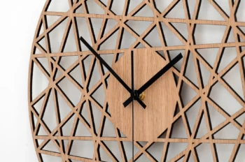 Alternative view of Horloge bois ronde filaire polygonale