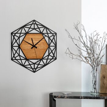 Horloge en bois hexagonale bi couleur