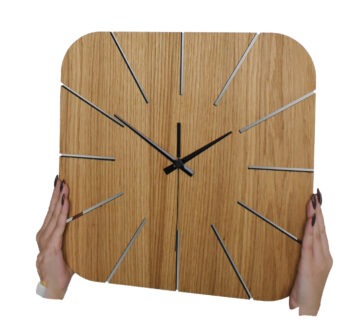 Horloge en bois carrée coins arrondis