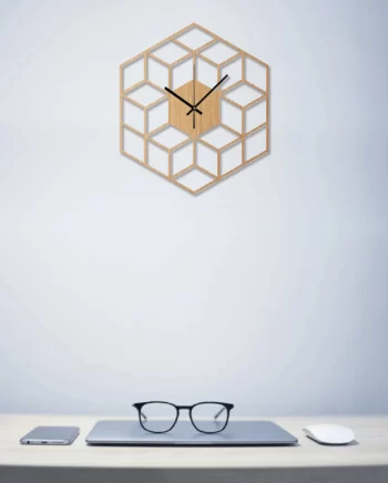 Horloge bois filaire dessins cubes – Image 4