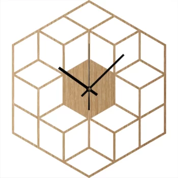 Horloge bois filaire dessins cubes – Image 5
