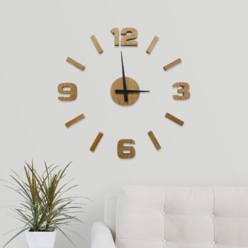 Horloge murale minimaliste cache mécanisme et chiffres en bois