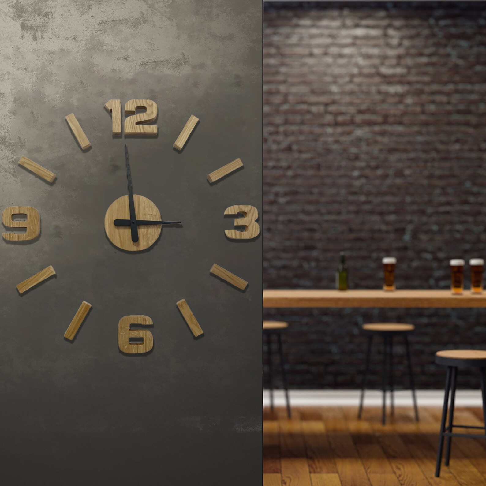 Horloge murale minimaliste cache mécanisme et chiffres en bois – Image 4