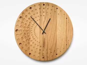 Horloge murale en bois design nuages de points