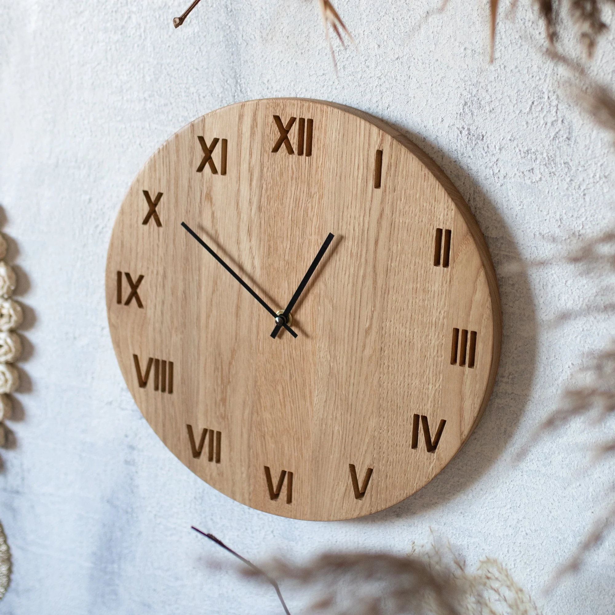 Horloge murale en bois chiffres romains – Image 7