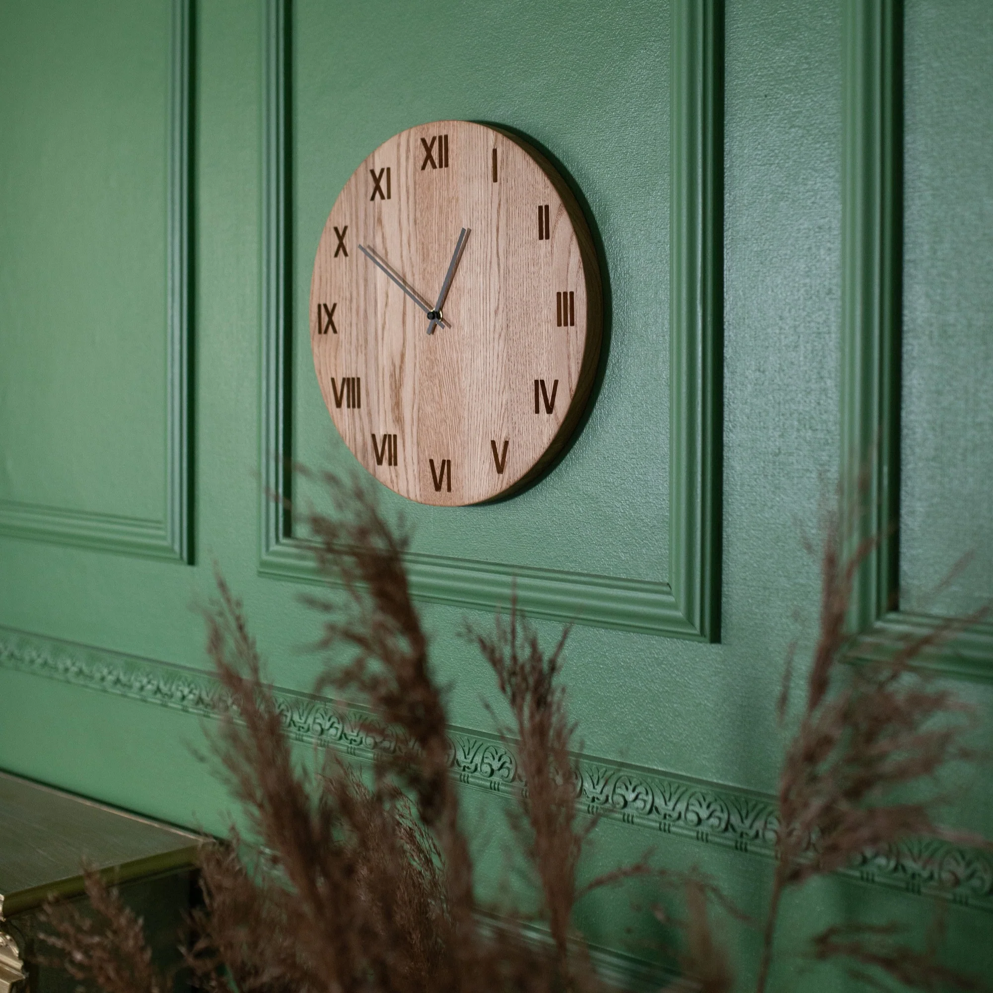 Horloge murale en bois chiffres romains – Image 6