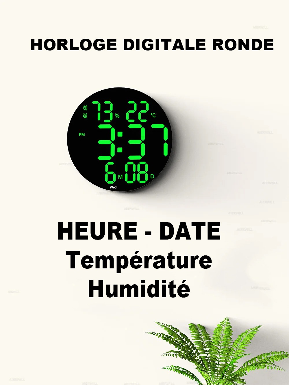 Horloge digitale ronde