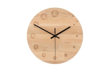 Horloge Murale Design Minimaliste – Bois de Chêne Massif avec Marqueurs Sculptés – Silencieuse
