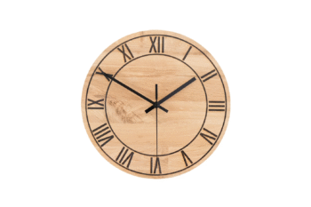 Horloge Murale en Bois avec Chiffres Romains – Silencieuse & Artisanale – Chêne Massif