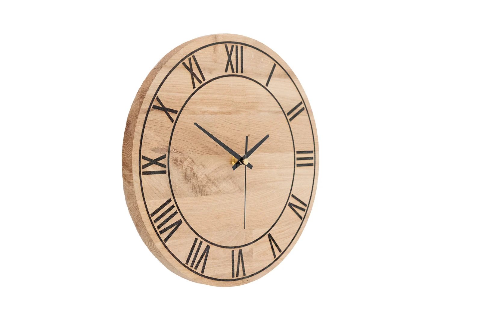 Horloge Murale en Bois avec Chiffres Romains – Silencieuse & Artisanale – Chêne Massif – Image 6